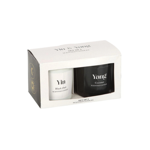 Duftlys Gavesett Yin Yang Svart Oud & Kokosolje