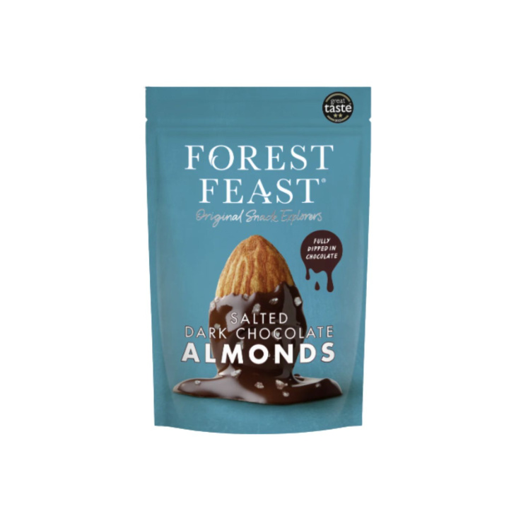 Saltede Mandler i Mørk Sjokolade 120g i gruppen Råvarer & Drikke / Nøtter / Mandel hos Rawfoodshop Scandinavia AB (05187)