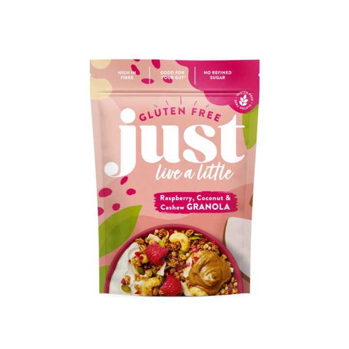 Granola Bringebær & Cashewnøtter 360g i gruppen Råvarer & Drikke / Spiskammer / Granola & Grøt hos Rawfoodshop Scandinavia AB (05835)