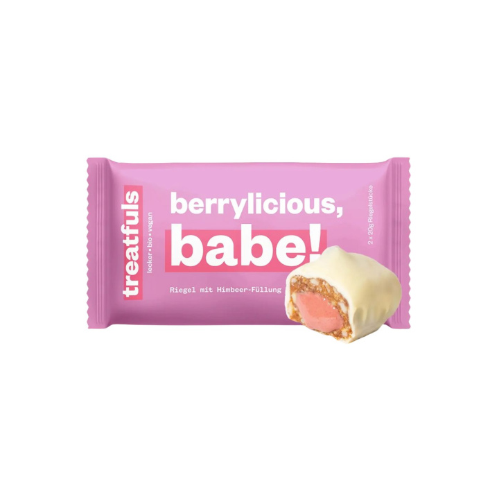 Hvit Sjokoladebar med Bringebær ØKO 2x20g i gruppen Råvarer & Drikke / Godteri og sjokolade / Sjokolade og bars hos Rawfoodshop Scandinavia AB (080202-01)