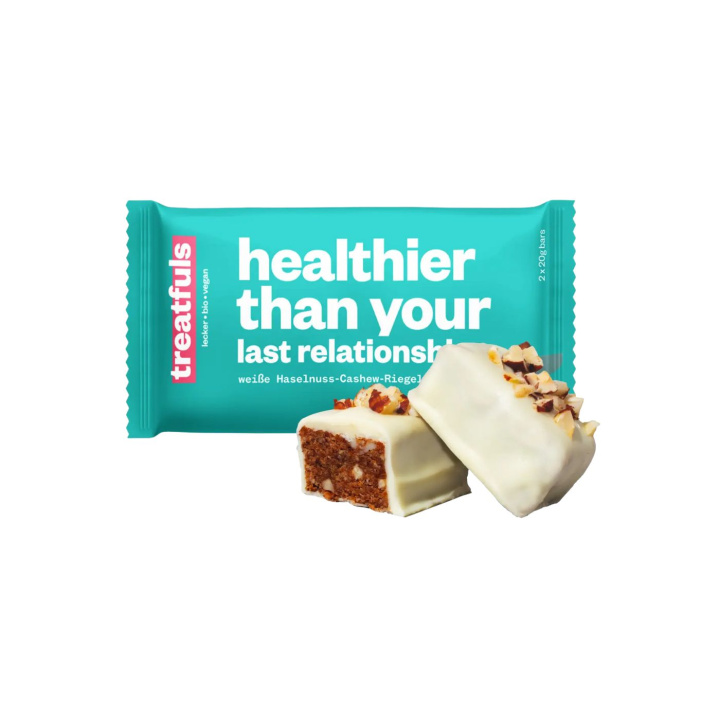 Hvit Sjokoladebar med Hasselnøttcrunch ØKO 2x20g i gruppen Råvarer & Drikke / Godteri og sjokolade / Sjokolade og bars hos Rawfoodshop Scandinavia AB (086202-01)