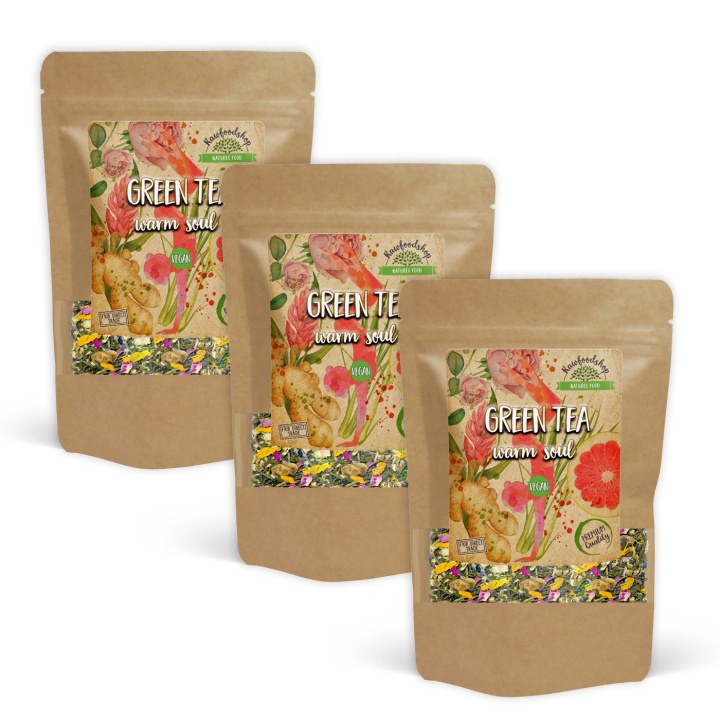 Grønn te Warm Soul 50g x 3 pakker i gruppen Råvarer & Drikke / Drikkevarer / Te hos Rawfoodshop Scandinavia AB (1072650-SET3)