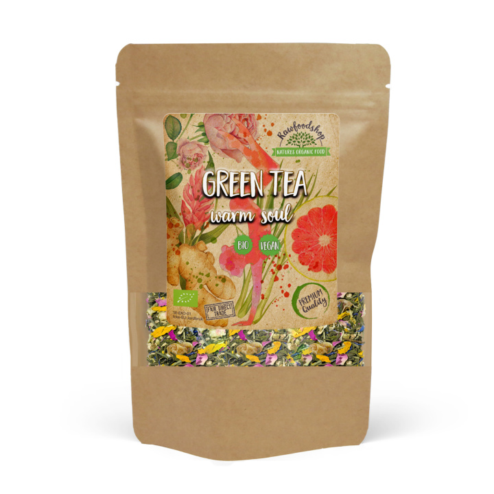 Grønn te Warm Soul ØKO 50 g i gruppen Råvarer & Drikke / Drikkevarer / Te hos Rawfoodshop Scandinavia AB (1072650)