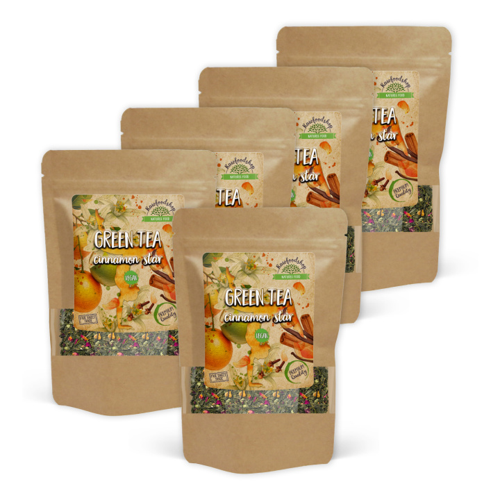 Grønn te Cinnamon Star 50g x 5 pakker i gruppen Råvarer & Drikke / Drikkevarer / Te hos Rawfoodshop Scandinavia AB (1096650-SET5)