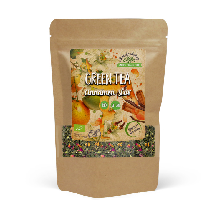 Grønn te Cinnamon Star ØKO 50 g i gruppen Råvarer & Drikke / Drikkevarer / Te hos Rawfoodshop Scandinavia AB (1096650)