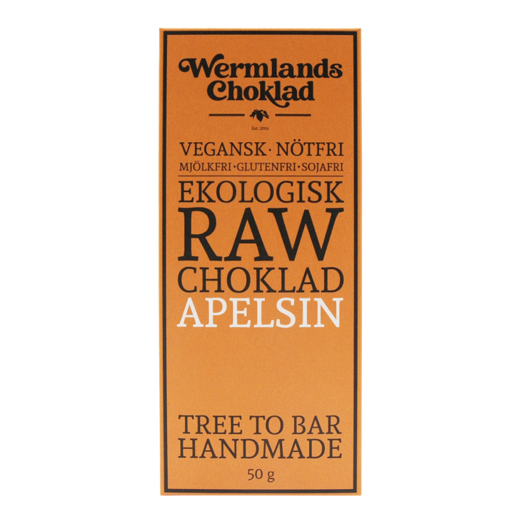 Wermlandschoklad Appelsin ØKO 50g i gruppen Råvarer & Drikke / Godteri og sjokolade / Sjokolade og bars hos Rawfoodshop Scandinavia AB (1814X10)