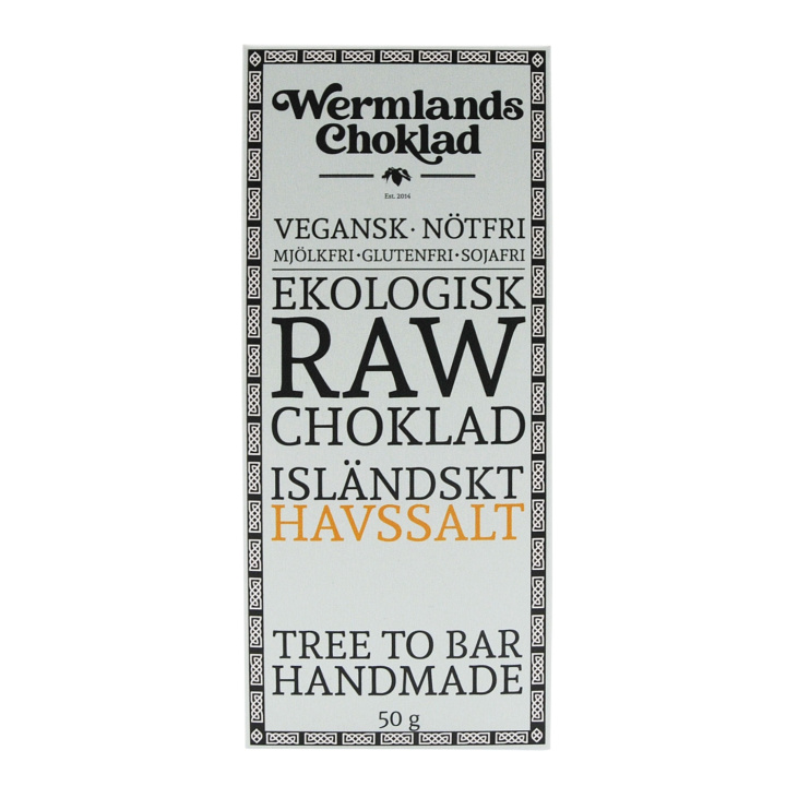 Wermlandschoklad Islandsk Havsalt ØKO 50g i gruppen Råvarer & Drikke / Godteri og sjokolade / Sjokolade og bars hos Rawfoodshop Scandinavia AB (1816X10)