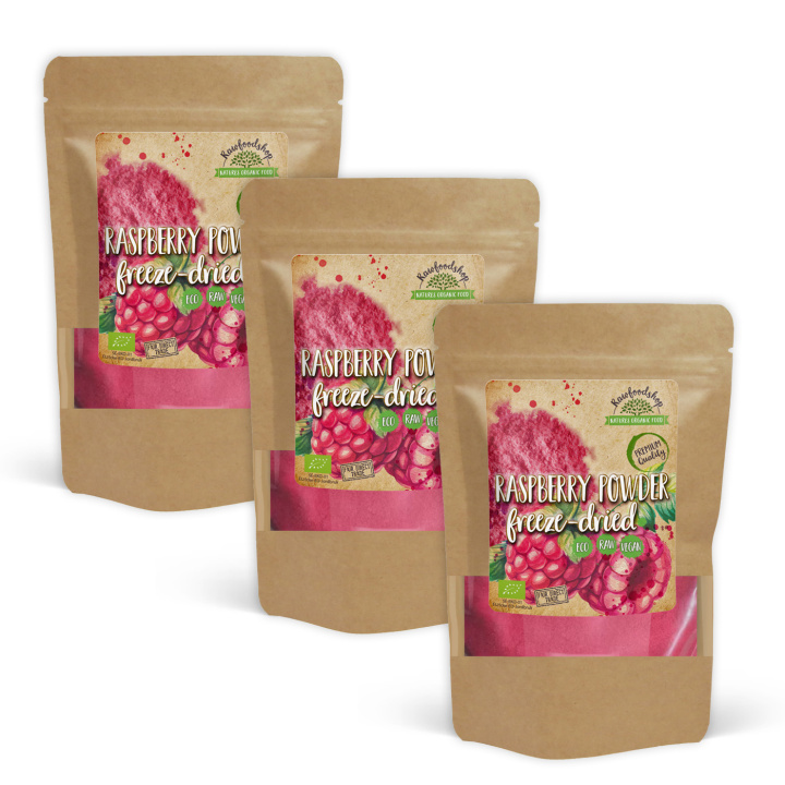 Bringebærpulver Frysetørket ØKO 100g x 3 pakker i gruppen Råvarer & Drikke / Frukt og bær / Bringebær hos Rawfoodshop Scandinavia AB (20020005002001-SET3)