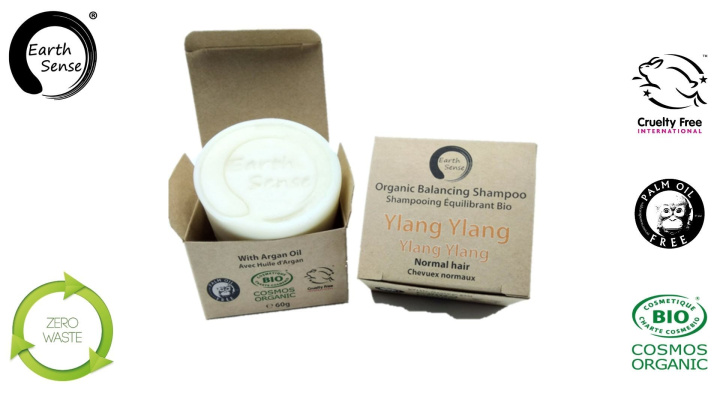 Earth Sense Shampoo Cake Ylang Ylang 60g i gruppen Hud & Kropp / Hår / Sjampo & Balsam hos Rawfoodshop Scandinavia AB (201117)