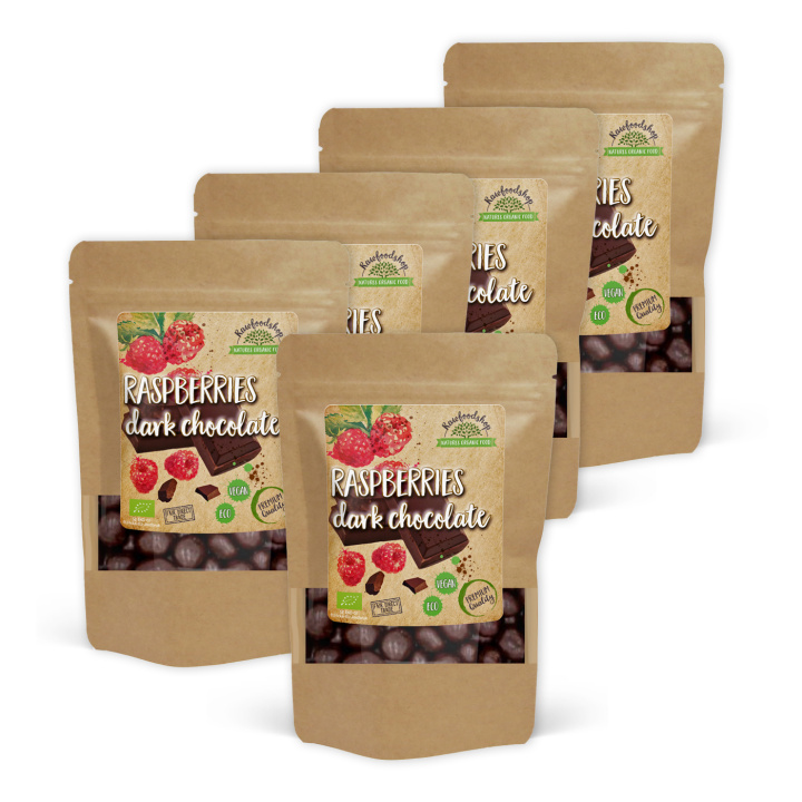 Bringebær i Mørk Sjokolade ØKO 100g x 5 pakker i gruppen Råvarer & Drikke / Godteri og sjokolade hos Rawfoodshop Scandinavia AB (208371-SET5)