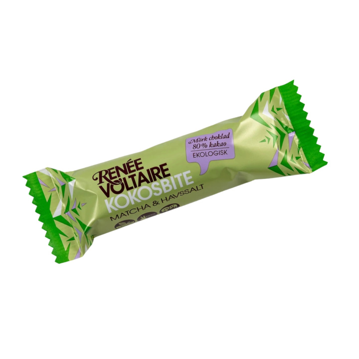 Kokosbit Matcha & Havsalt ØKO 40g i gruppen Råvarer & Drikke / Godteri og sjokolade / Sjokolade og bars hos Rawfoodshop Scandinavia AB (2382)