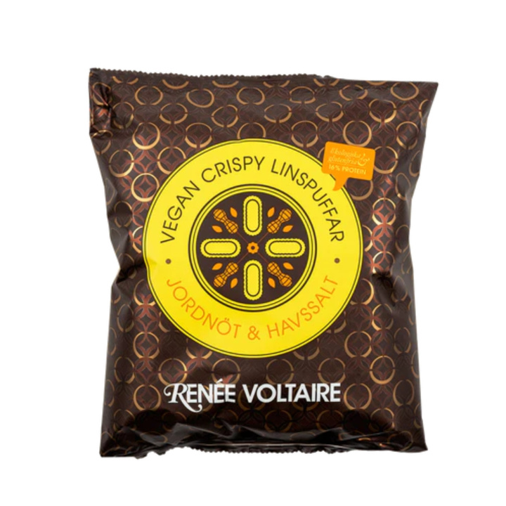 Crispy Linsepuffer Peanøtt & Havsalt ØKO 90g i gruppen Råvarer & Drikke / Godteri og sjokolade / Snacks hos Rawfoodshop Scandinavia AB (2394)