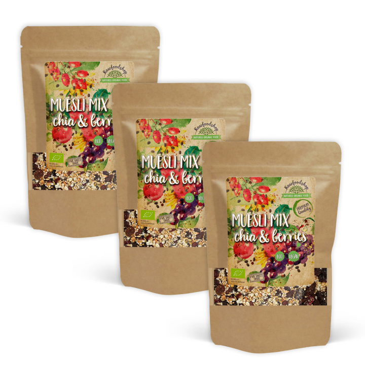 Muslimix med Chia & Bær ØKO 400g x 3 pakker i gruppen Råvarer & Drikke / Spiskammer / Granola & Grøt hos Rawfoodshop Scandinavia AB (27012-SET3)