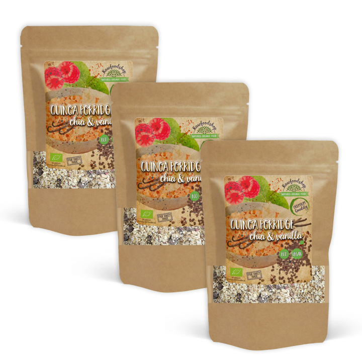 Quinoagrøt Chia & Vanilje ØKO 400g x 3 pakker i gruppen Råvarer & Drikke / Spiskammer / Granola & Grøt hos Rawfoodshop Scandinavia AB (27027-SET3)