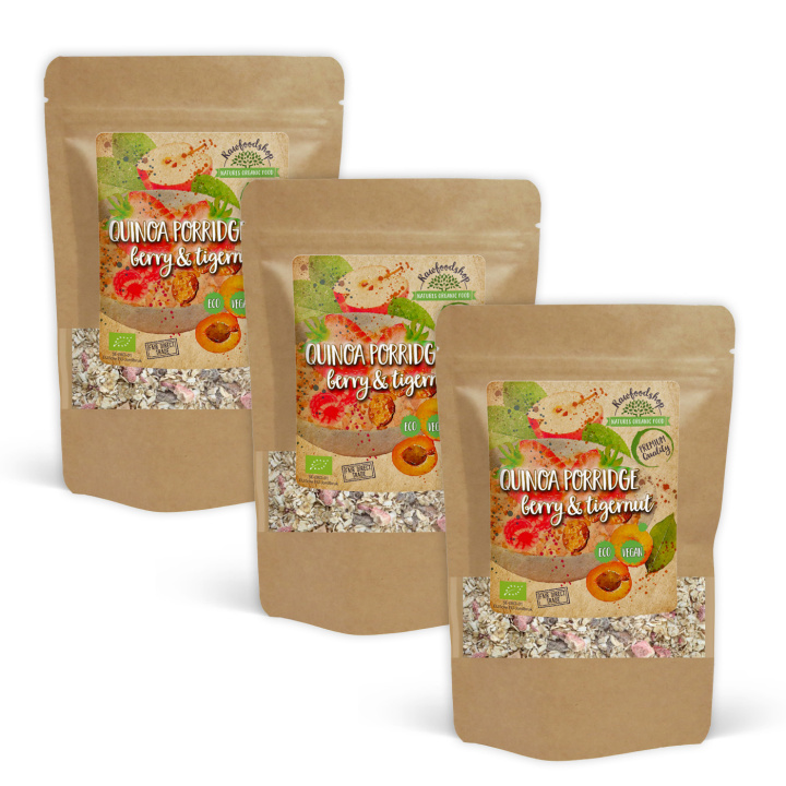 Quinoagrøt Bær & Jordmandel ØKO 400g x 3 pakker i gruppen Råvarer & Drikke / Spiskammer / Granola & Grøt hos Rawfoodshop Scandinavia AB (27031-SET3)