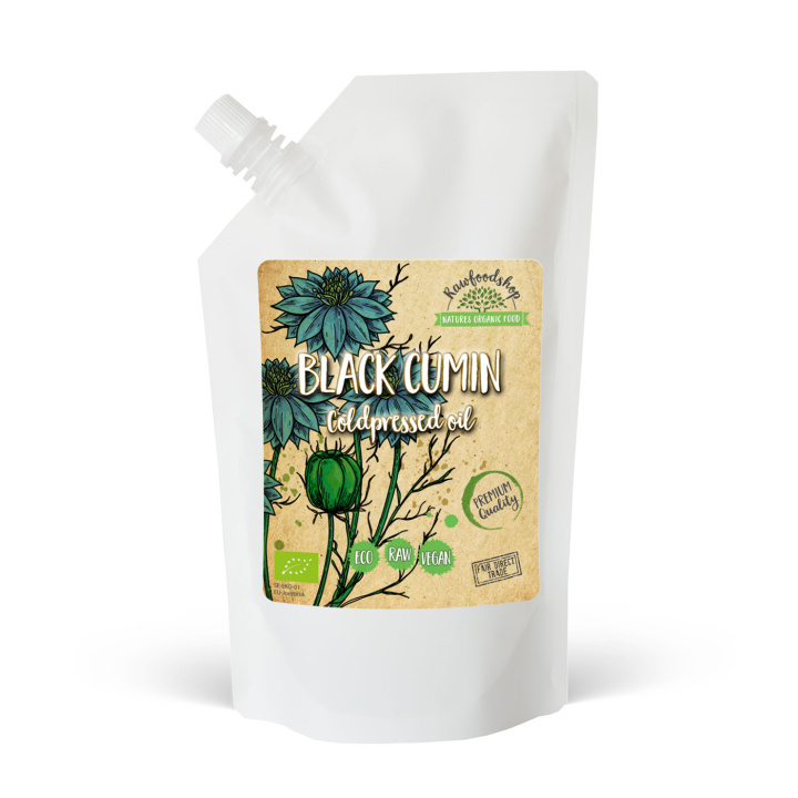 Svartfrøolje kaldpresset ØKO 500ml i gruppen Hud & Kropp / Naturlig DIY / Vegetabilske oljer hos Rawfoodshop Scandinavia AB (30044-3)