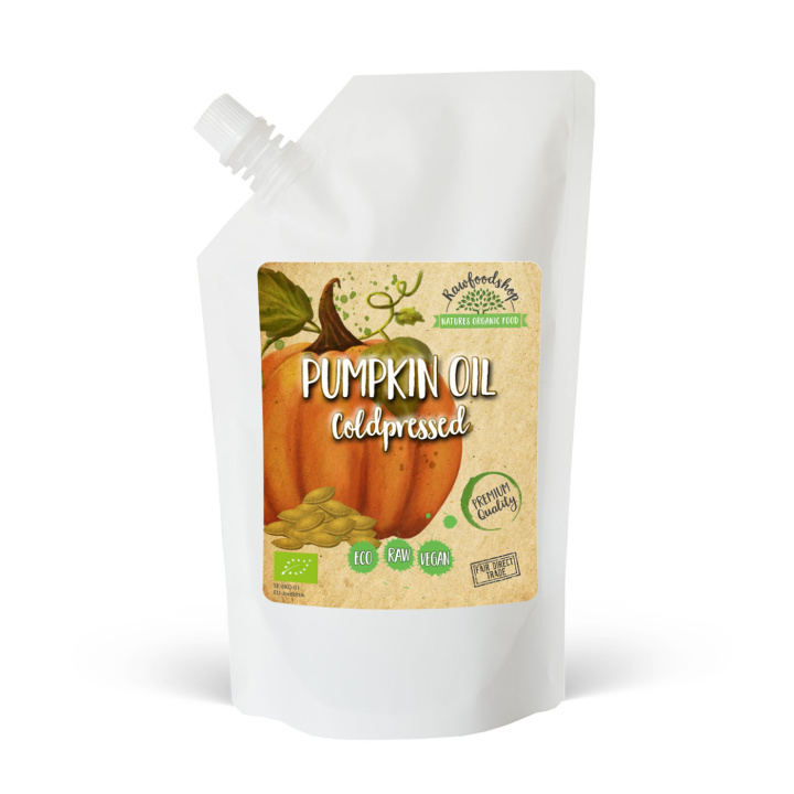 Gresskarfrøolje kaldpresset ØKO 1000ml i gruppen Hud & Kropp / Naturlig DIY / Vegetabilske oljer hos Rawfoodshop Scandinavia AB (30046-4)