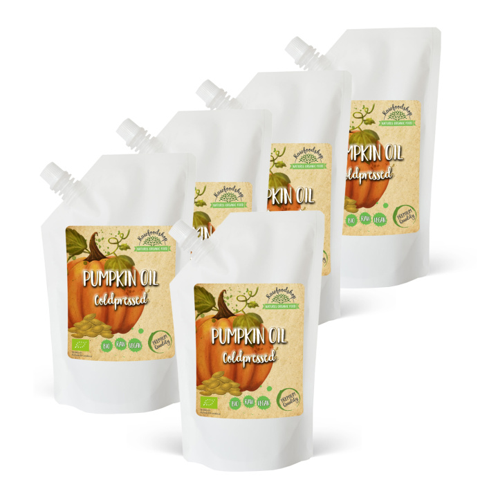 Gresskarfrøolje kaldpresset ØKO 500ml x 5 pakker i gruppen Hud & Kropp / Naturlig DIY / Vegetabilske oljer hos Rawfoodshop Scandinavia AB (300463-SET5)