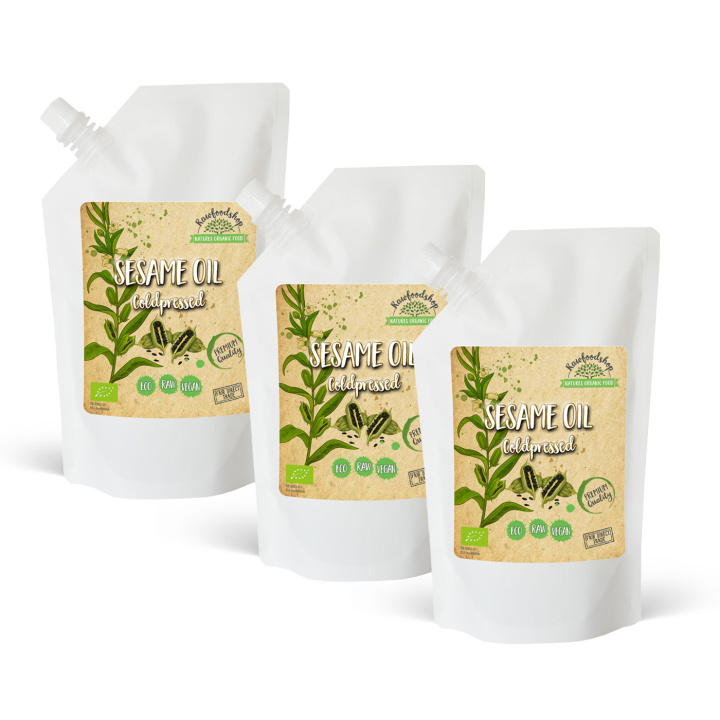 Sesamolje kaldpresset ØKO 500ml x 3 pakker i gruppen Hud & Kropp / Naturlig DIY / Vegetabilske oljer hos Rawfoodshop Scandinavia AB (3081203-SET3)