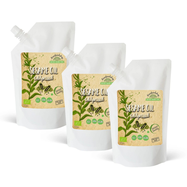 Sesamolje kaldpresset ØKO 1000ml x 3 flasker i gruppen Råvarer & Drikke / Spiskammer / Oljer / Oljer hos Rawfoodshop Scandinavia AB (3081204-SET3)