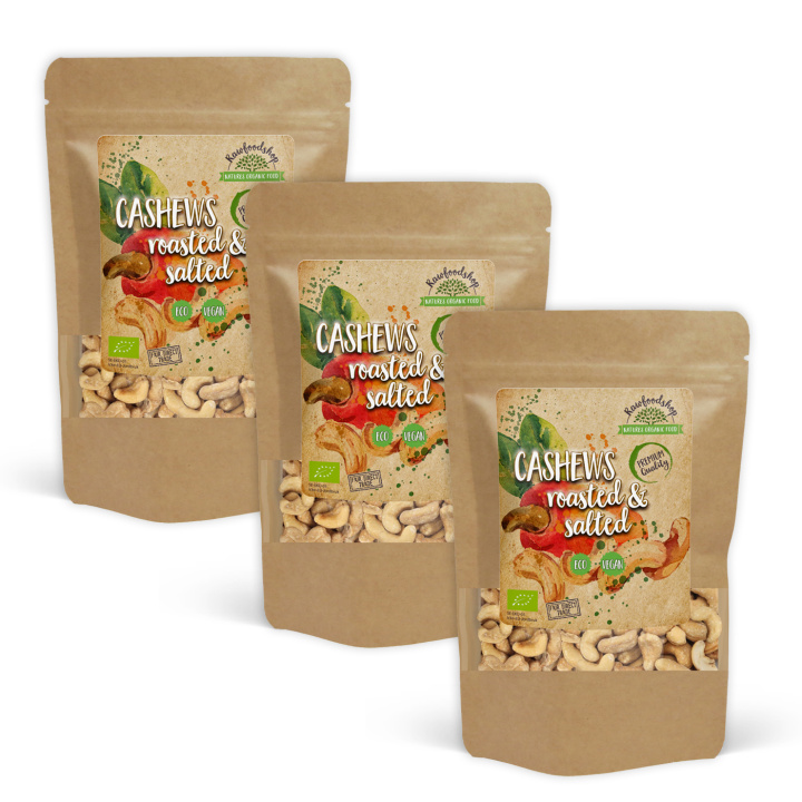 Cashewnøtter Ristet & Saltet ØKO 200g x 3 pakker i gruppen Råvarer & Drikke / Nøtter / Cashewnøtter hos Rawfoodshop Scandinavia AB (32230FT0-SET3)