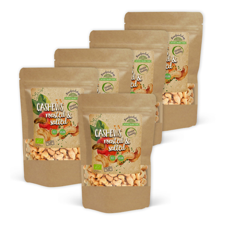 Cashewnøtter Ristet & Saltet ØKO 200g x 5 pakker i gruppen Råvarer & Drikke / Nøtter / Cashewnøtter hos Rawfoodshop Scandinavia AB (32230FT0-SET5)