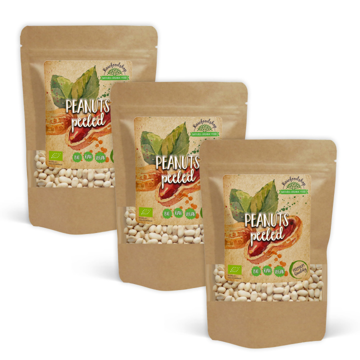 Peanøtter Premium Skrelt RAW ØKO 500g x 3 pakker i gruppen Råvarer & Drikke / Nøtter / Peanøtter hos Rawfoodshop Scandinavia AB (3409-SET3)