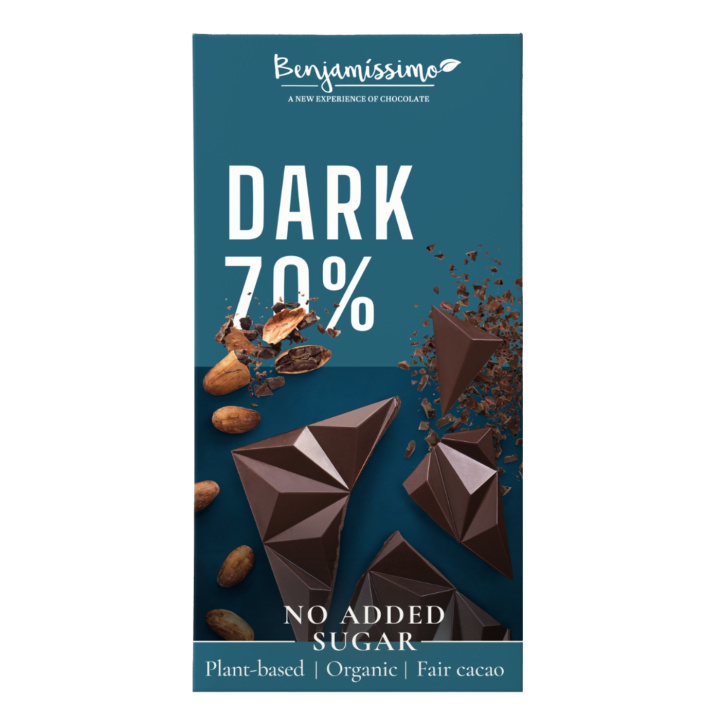 Benjamissimo Mørk Sjokolade 70% Sukkerfri 60g i gruppen Råvarer & Drikke / Godteri og sjokolade / Sjokolade og bars hos Rawfoodshop Scandinavia AB (4957)