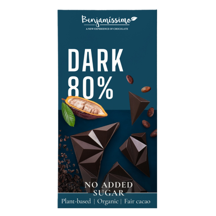 Mørk Sjokolade 80% Sukkerfri 60g i gruppen Råvarer & Drikke / Godteri og sjokolade / Sjokolade og bars hos Rawfoodshop Scandinavia AB (4958)