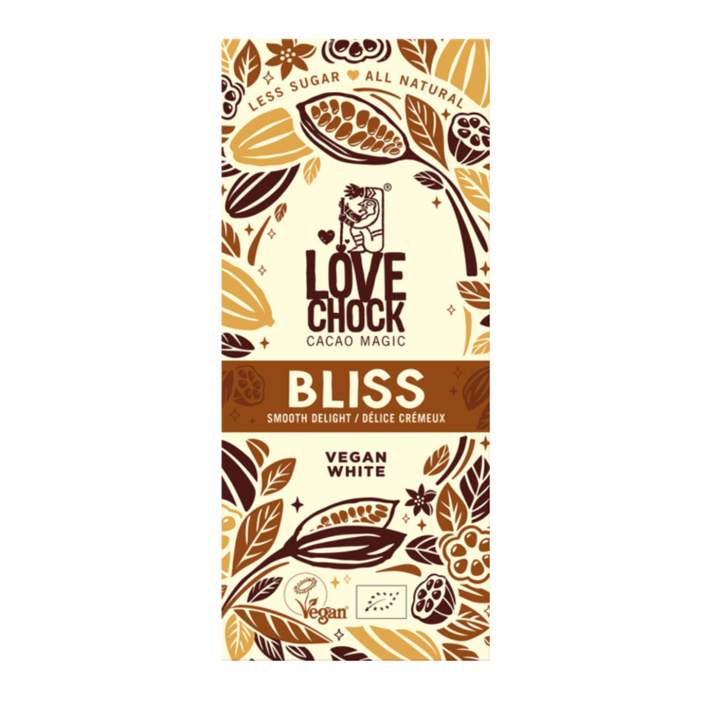 Bliss Vegan Hvit Sjokolade ØKO 70g i gruppen Råvarer & Drikke / Godteri og sjokolade / Sjokolade og bars hos Rawfoodshop Scandinavia AB (61006)