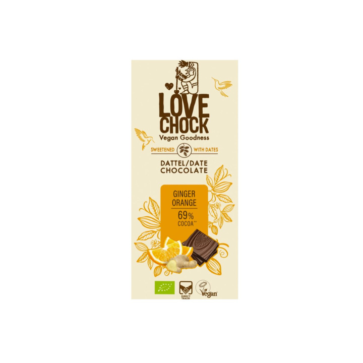 Sjokolade med Appelsin & Ingefær ØKO 70 g i gruppen Råvarer & Drikke / Godteri og sjokolade hos Rawfoodshop Scandinavia AB (61202)
