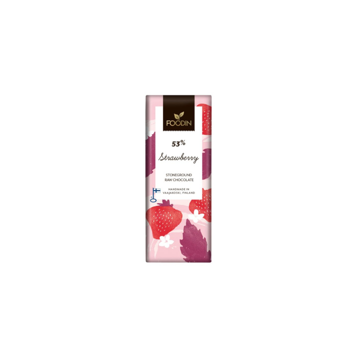 Sjokolade Jordbær 53% RAW ØKO 40g i gruppen Råvarer & Drikke / Godteri og sjokolade / Sjokolade og bars hos Rawfoodshop Scandinavia AB (6430055218626)