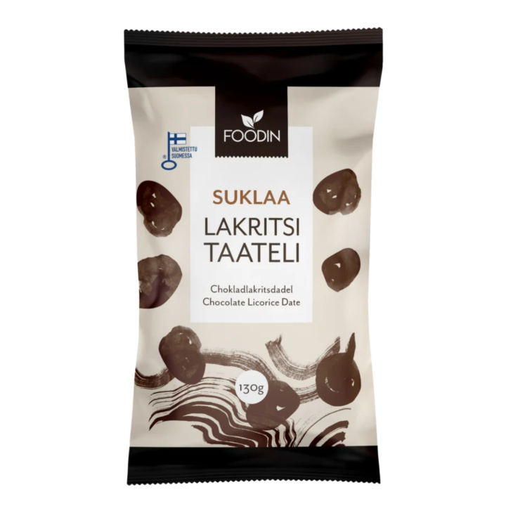 Dadler i Sjokolade & Lakris 130g i gruppen Råvarer & Drikke / Godteri og sjokolade / Sukkertøy hos Rawfoodshop Scandinavia AB (6440004600839)