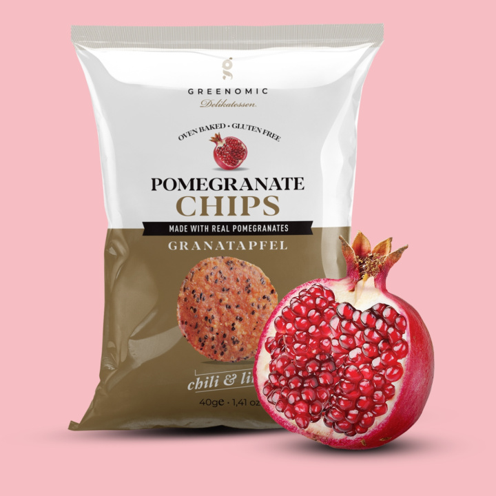 Granateple Chips – Chili & Lime 40g i gruppen Råvarer & Drikke / Godteri og sjokolade / Snacks hos Rawfoodshop Scandinavia AB (70020)