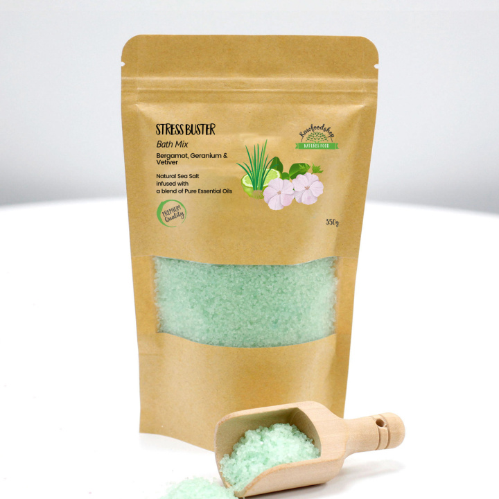 Badesalt Stress Buster 350g i gruppen OUTLET 20-80% / Hud & Kropp 20-50% / Kampanj- Hud & kropp hos Rawfoodshop Scandinavia AB (ABPCUL07)