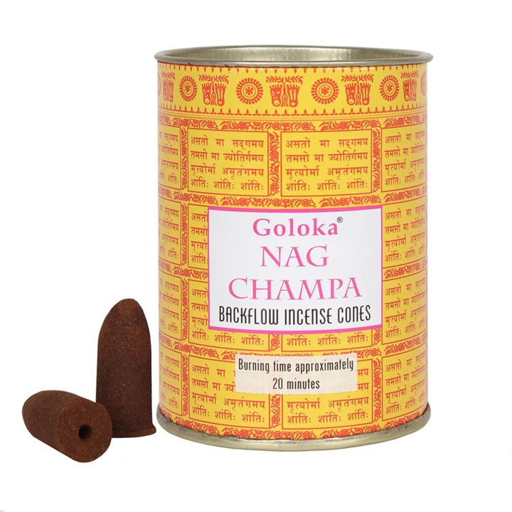 Goloka Nag Champa Backflow Røkelsekjegler i gruppen Hjem & Sjel / Stemning & duft / Røkelse hos Rawfoodshop Scandinavia AB (BF_34554)