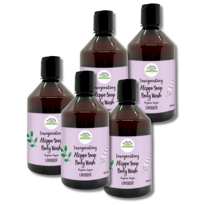 Aleppo Flytende Såpe Lavendel ØKO 500ml x 5 stk i gruppen Hud & Kropp / Kropp / Dusjsåpe hos Rawfoodshop Scandinavia AB (BN1009-SET5)