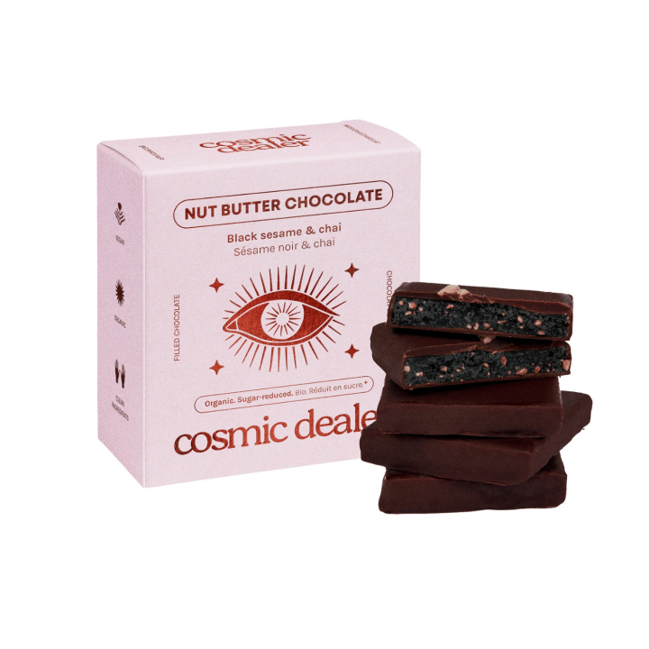 Sjokoladeboks Sesamfrø og Chai ØKO 4 x 20g i gruppen Råvarer & Drikke / Godteri og sjokolade / Sjokolade og bars hos Rawfoodshop Scandinavia AB (BOX4TAHINI)