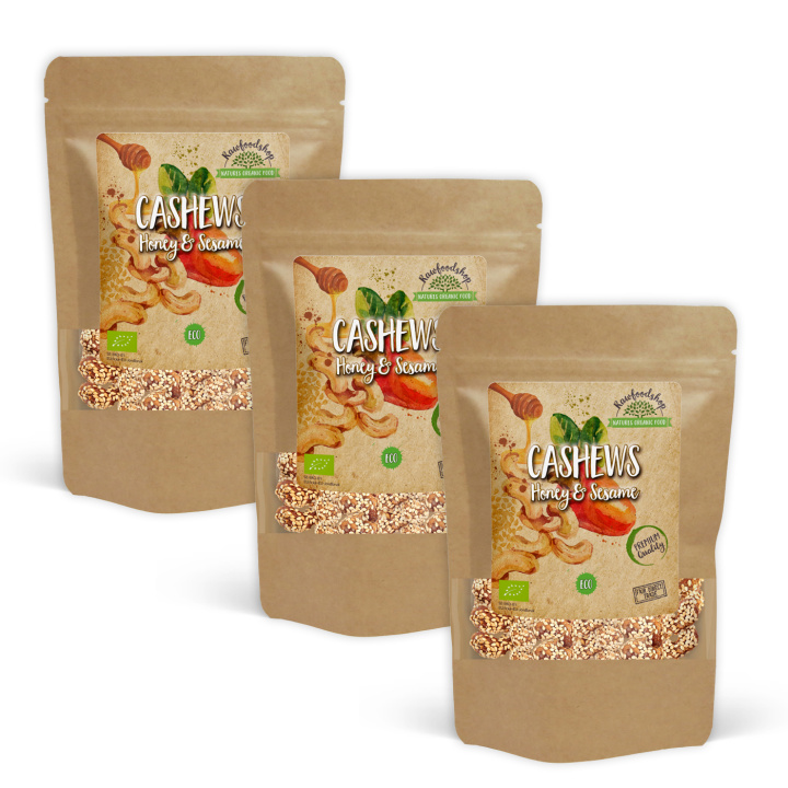 Cashewnøtter Honning & Sesam ØKO 200g x 3 pakker i gruppen Råvarer & Drikke / Godteri og sjokolade / Snacks hos Rawfoodshop Scandinavia AB (CAJSE5200-SET3)