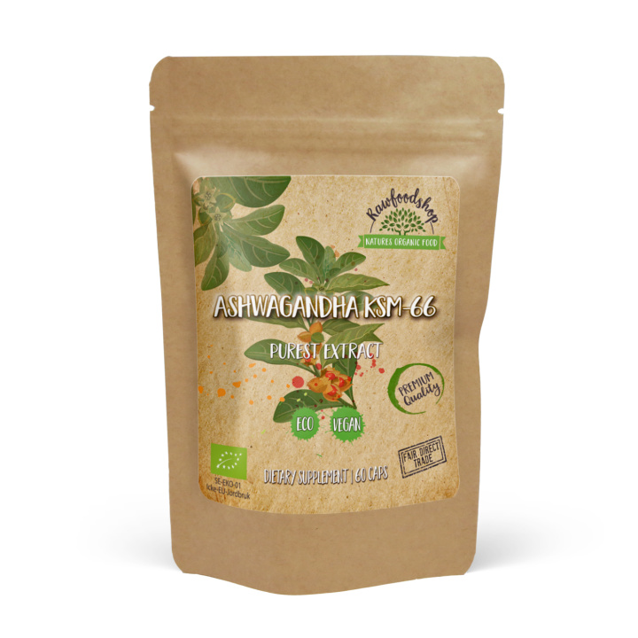 Ashwagandha KSM 66 Extract ØKO 500mg 60 kapsler i gruppen Kosttilskudd / Urter & Planter / Urter hos Rawfoodshop Scandinavia AB (CAPASH60)