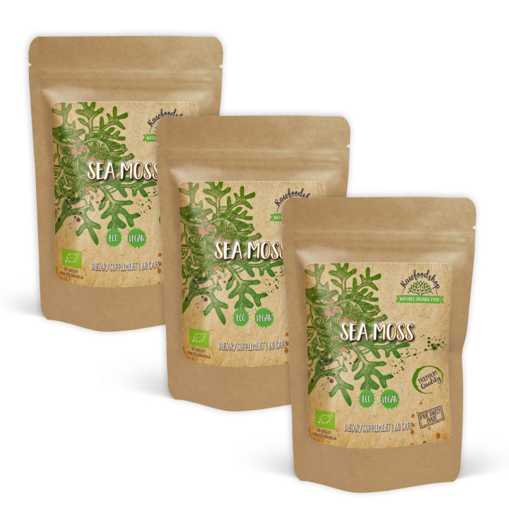 Sea Moss ØKO 500mg 60 kapsler x 3 pakker i gruppen Kosttilskudd / Urter & Planter / Algetilskudd hos Rawfoodshop Scandinavia AB (CAPSEA60-SET3)