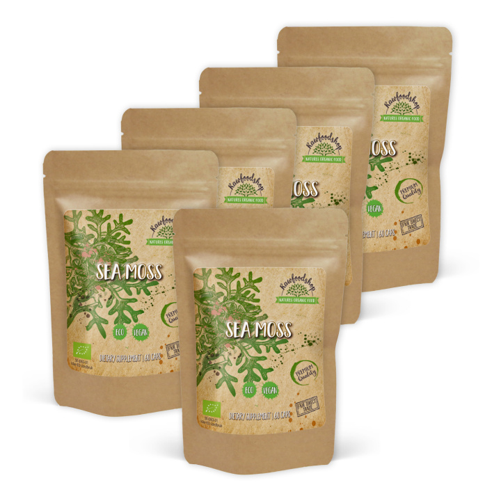 Sea Moss ØKO 500mg 60 kapsler x 5 pakker i gruppen Kosttilskudd / Urter & Planter / Algetilskudd hos Rawfoodshop Scandinavia AB (CAPSEA60-SET5)