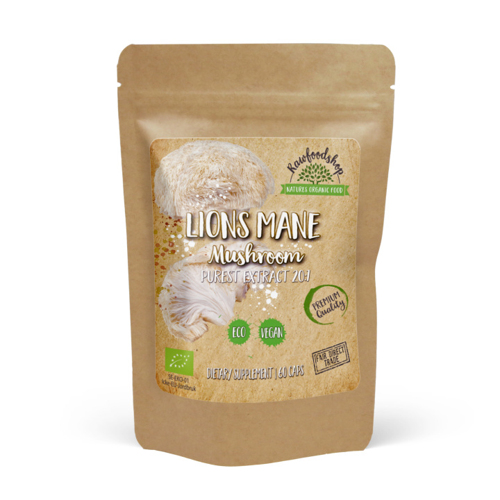 Lions Mane Extract ØKO 400mg 60 kapsler i gruppen Kosttilskudd / Urter & Planter / Sopp hos Rawfoodshop Scandinavia AB (CAPSLIO60)