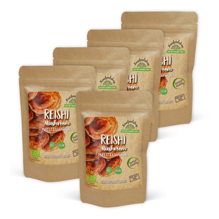 Reishi Extract ØKO 400mg 60 kapsler x 5 pakker i gruppen Kosttilskudd / Urter & Planter / Sopp hos Rawfoodshop Scandinavia AB (CAPSREI60-SET5)