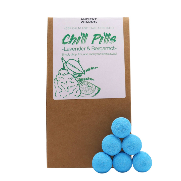Chill Pills Badebomber Lavendel & Bergamott 350g i gruppen Hud & Kropp / Bad & Spa / badebomber & Badeskum hos Rawfoodshop Scandinavia AB (CHILLP-10)