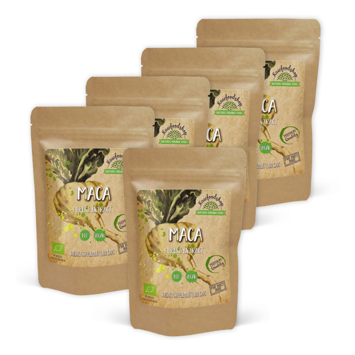 Maca ØKO 500mg 100 kapsler x 5 pakker i gruppen Kosttilskudd / Urter & Planter / Maca & Ginseng hos Rawfoodshop Scandinavia AB (CUMACA100CAP-SET5)