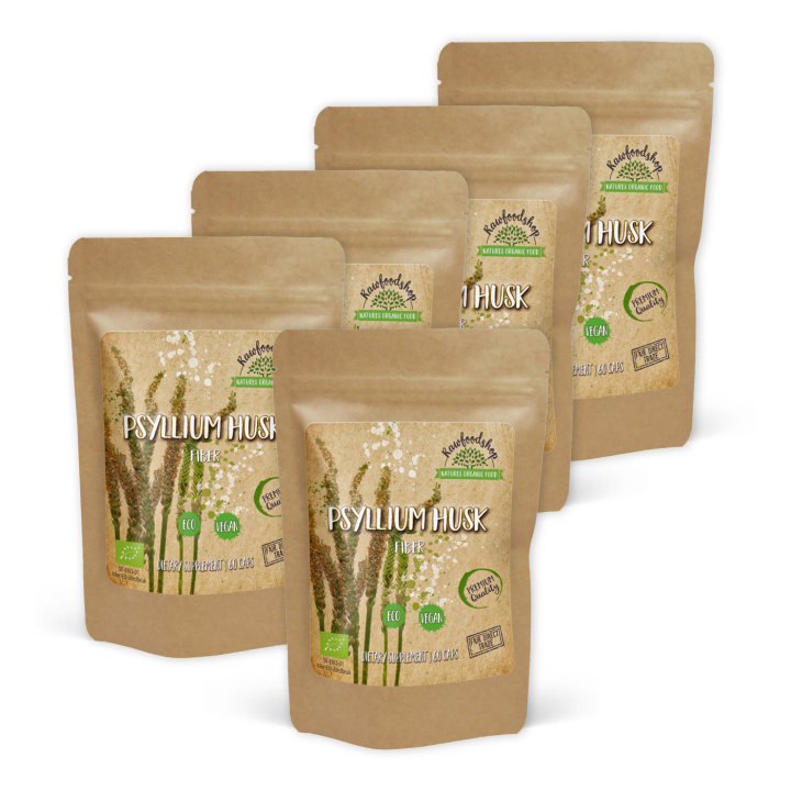 Psyllium ØKO 500 mg 60 kapsler x 5 pakker i gruppen Kosttilskudd / Urter & Planter / Urter hos Rawfoodshop Scandinavia AB (CUPSYL100CAP-SET5)