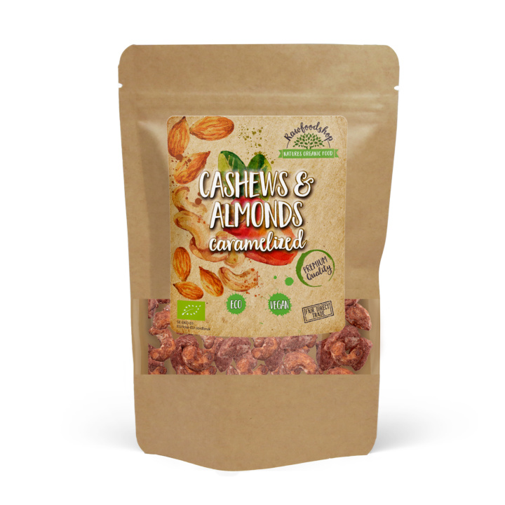 Cashew & Mandel Karamelliserte ØKO 200g i gruppen Råvarer & Drikke / Godteri og sjokolade / Snacks hos Rawfoodshop Scandinavia AB (DUOCARSEL5)