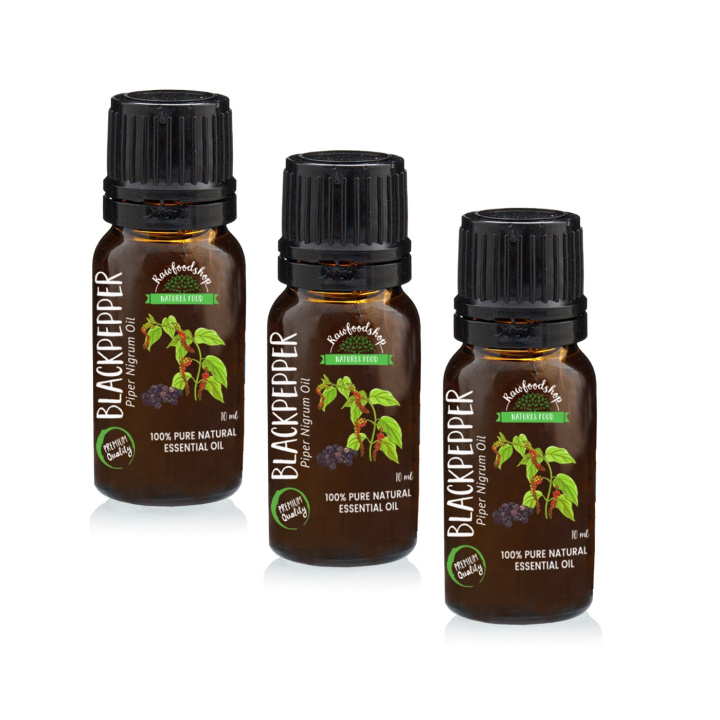Svartpepper Eterisk Olje 10ml x 3 flasker i gruppen Hud & Kropp / Naturlig DIY / Essensielle oljer hos Rawfoodshop Scandinavia AB (EOUL-15-SET3)