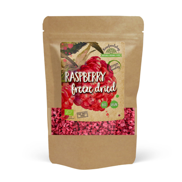 Bringebær Frysetørkede i biter ØKO 50g i gruppen Råvarer & Drikke / Frukt og bær / Bringebær hos Rawfoodshop Scandinavia AB (HALPU1)